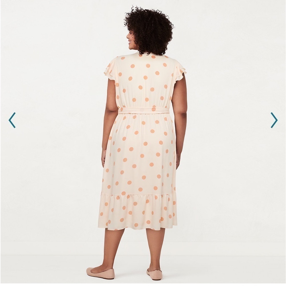 LC Lauren Conrad polka dot faux wrap midi dress - Picture 2 of 6